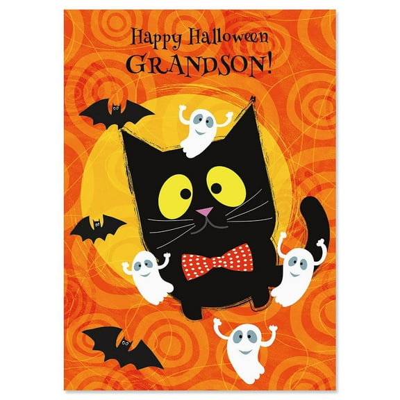 Grandson Halloween Card with Orange Envelope, 5 x 7 inches, 1 Card, by Current