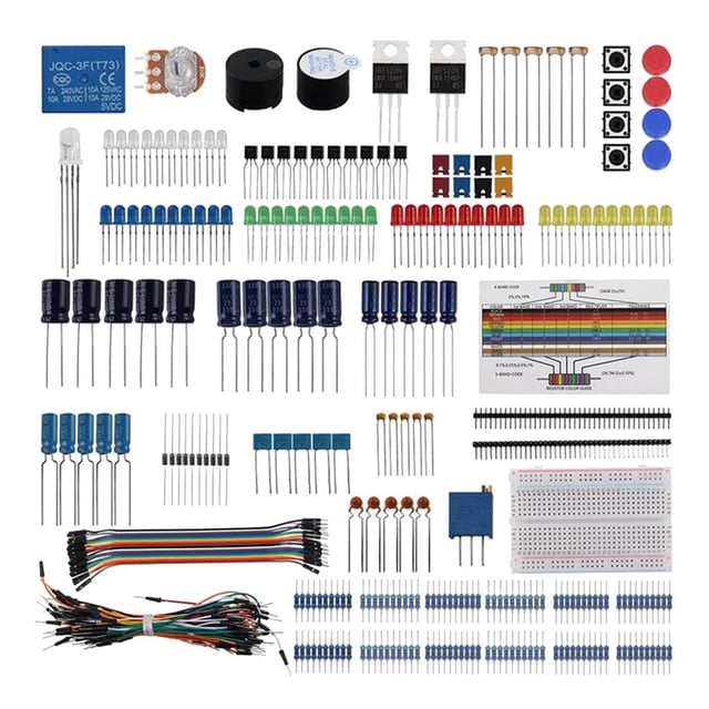 Componente electrónico con módulo de fuente de alimentación, cable de puente, 400 puntos de , potenciómetro de precisión, Macarena Arranque de componentes electrónicos