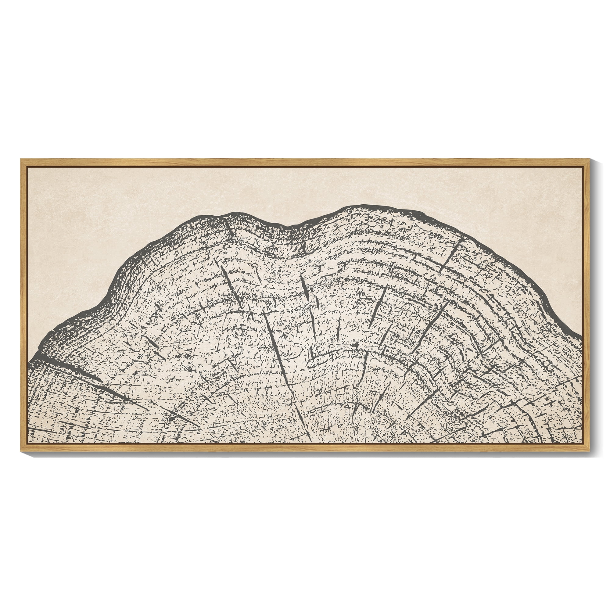 SHENIFY Farmhouse Vintage Wall Art Large 20x40in Natural Framed Set Gray Wood Tree Ring Spirals Nature Abstract Drawings Rustic Modern Art Decor for Farmhouse Office Hanging Decoration