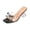 Black, variant on Clear Kitten Heels for Women Square Open Toe Pearl Bow Slides Sandals Elegant Slip on Party Dress Shoes Beige Size 9