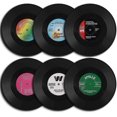 thumbnail image 1 of ZHAOCHENG Posavasos de vinilo, 6 piezas de posavasos de vinilo de estilo retro de regalo, 1 of 5