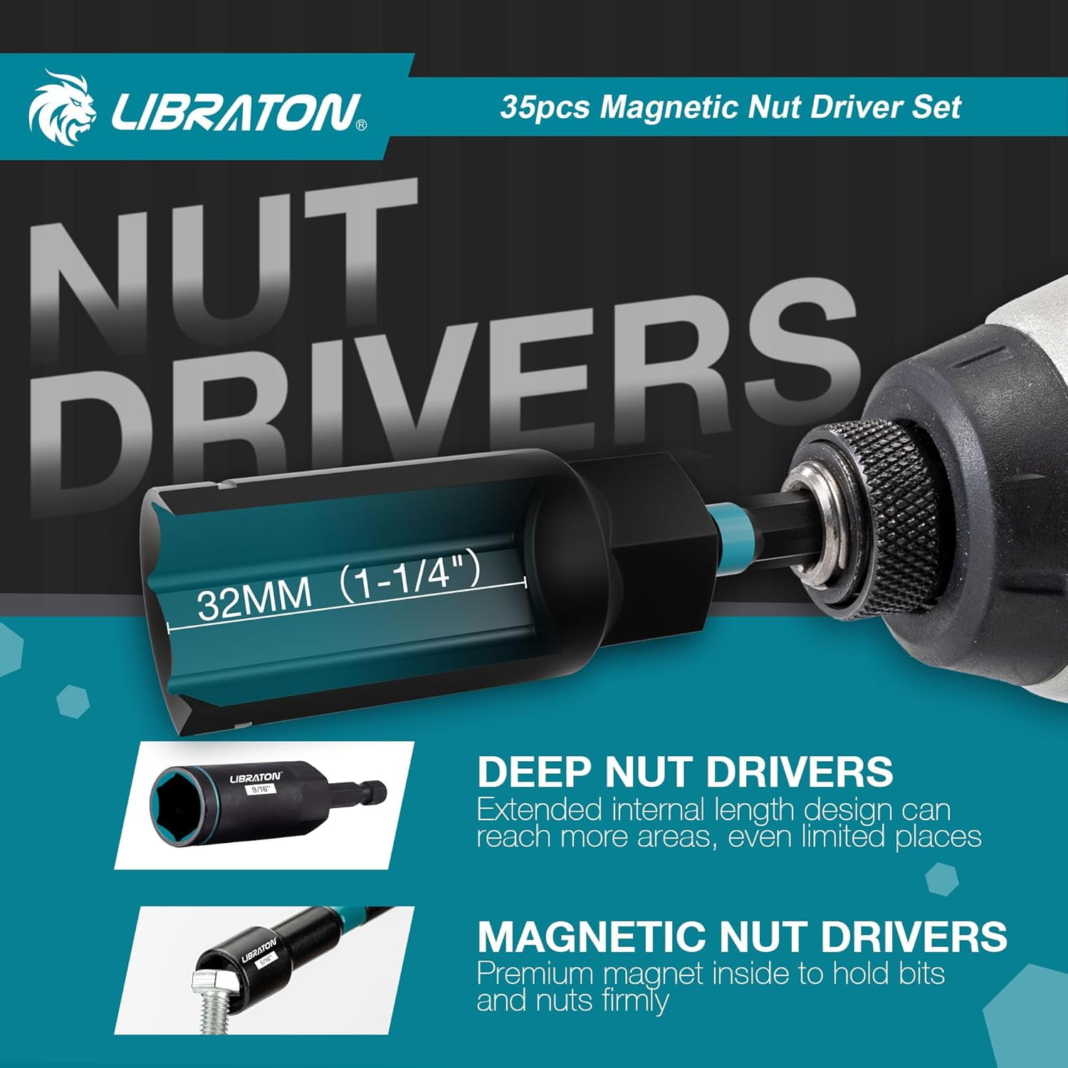 Magnetic Nut Driver Set, 35PCs Impact Driver Bit Set