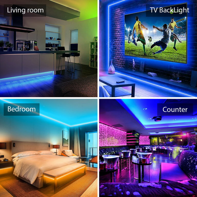 HomChum LED Strip Light, 98FT/30M Smart RGB Tape Rope Light 540 LEDs Sync  Music Light, Colors Changing Bluetooth APP Control, Versatile Music Remote  for Home Bedroom TV Car Xmas Decor 
