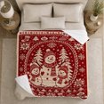thumbnail image 5 of Festive Christmas Snowmen Evergreen Trees Holiday, Festive Holiday Scene, Warm Flannel Blanket for Living Room and Family Room, Art Lovers Christmas Gift, Festive Home Decor, 5 of 9
