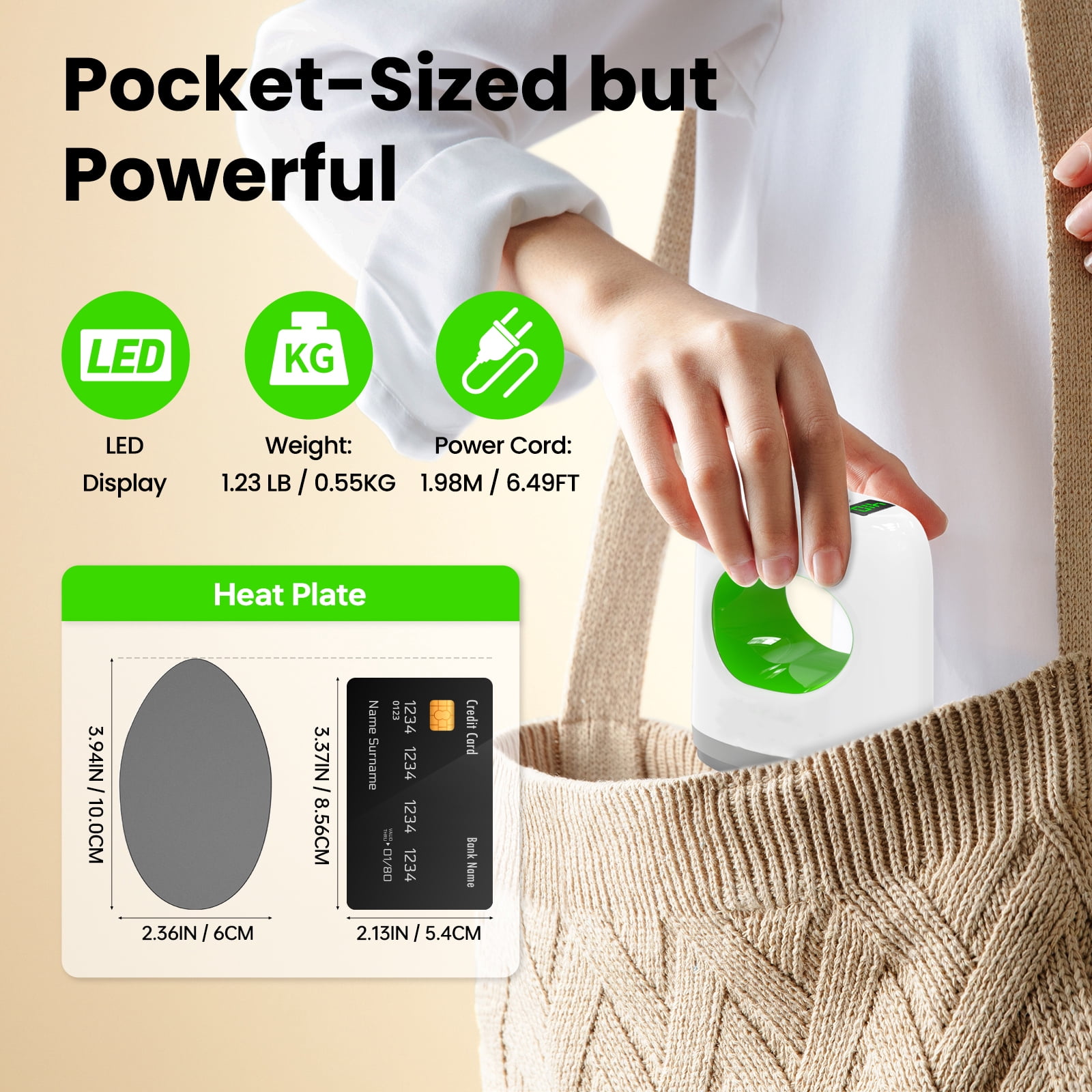 LC-dolida Heat Press, Mini Heat Transfer Machine with LED Display Heat-insulating Base, Automatic Shutdown Function 4 Heating Settings Fast Heating Speed for Diy Bag Hat Shoes T-Shirt, Green