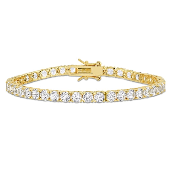 Everly Women's 14 1/4ct TGW Created White Sapphire Yellow Silver Tennis Bracelet