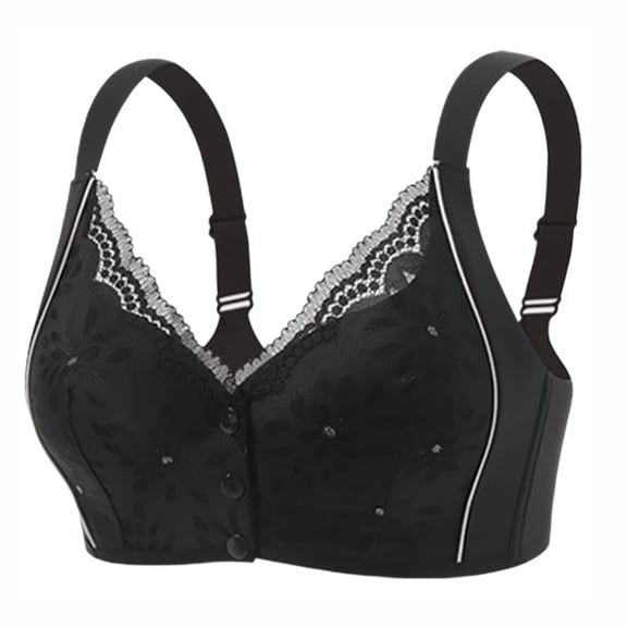 Gytharion Women's Plus Size No Underwire Bras Front Button Push-up Lightly Bras Adjustable Underwear Bra,36B/C-46B/C