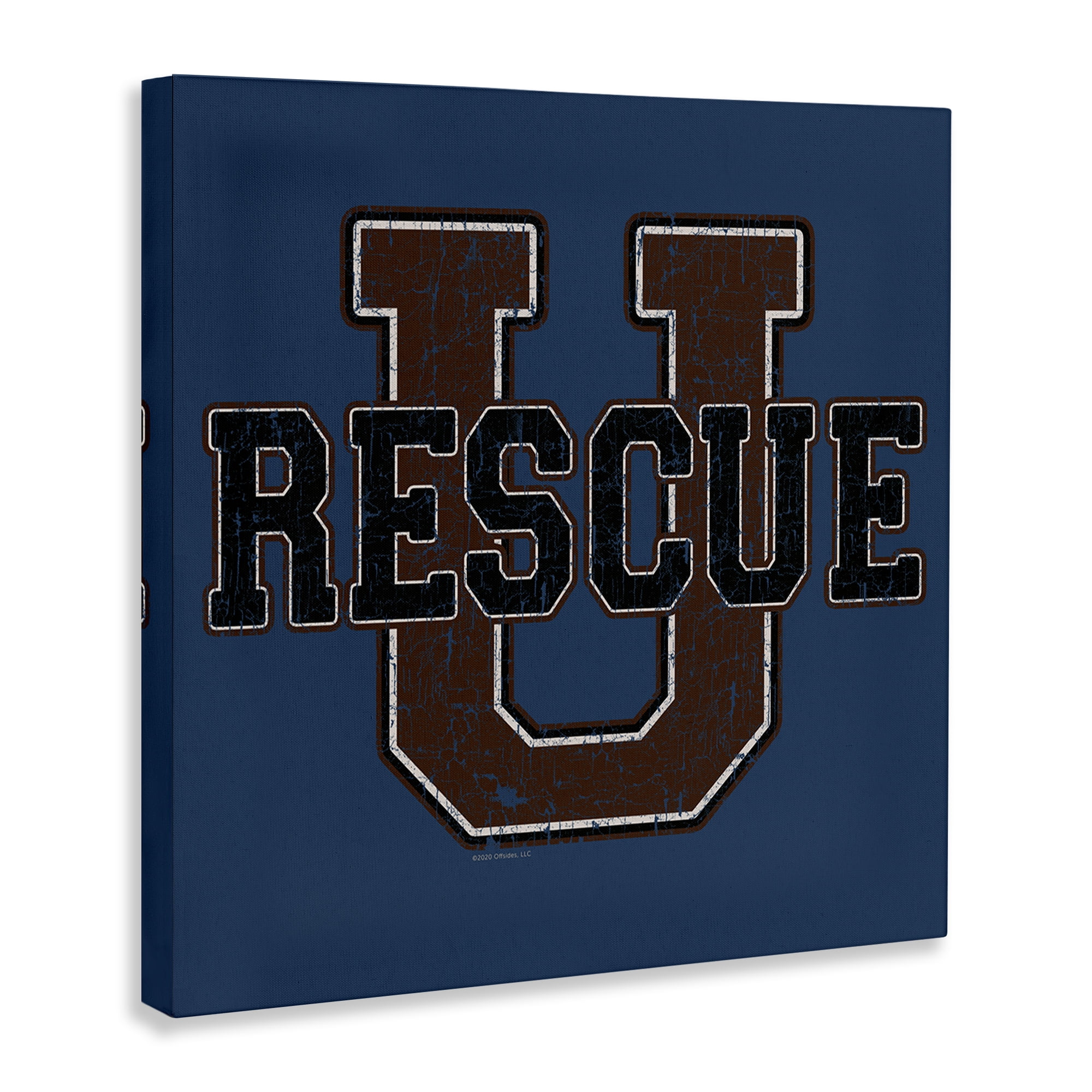 Stupell Industries Rescue U Vintage Varsity Novelty & Humor Painting Wrapped Canvas Art Print Wall Art, 17 x 17