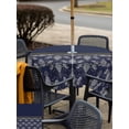 thumbnail image 5 of Outdoor Tablecloths with Umbrella Hole & Zipper, Boho Navy Blue Flower 54x54 Inch Square Tablecloths, Abstract Bohemia Pesley Floral Waterproof Table Cloth, Patio/Pool/Picnic Table Covers, 5 of 8