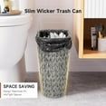 thumbnail image 6 of Grey Trash Can with Wicker Storage Baskets,12 Liter/3.2Gallon Small Bathroom Trash Can Handwoven Waste Basket Narrow Small Garbage Can for Bedroom, Bathroom,Office, 6 of 12