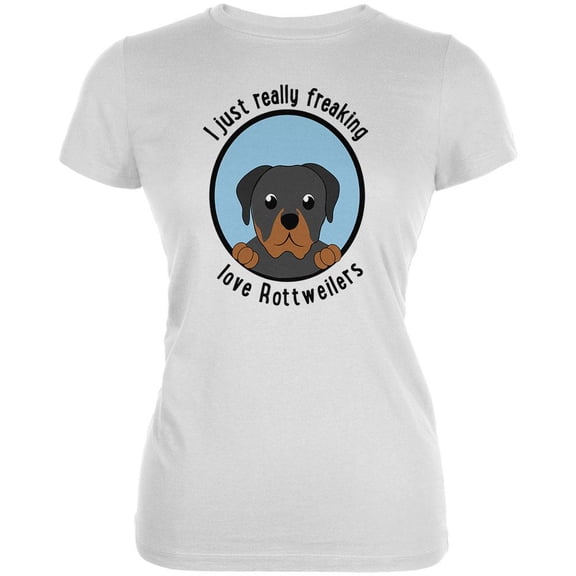 I Just Love Rottweilers Dog Juniors Soft T Shirt White LG