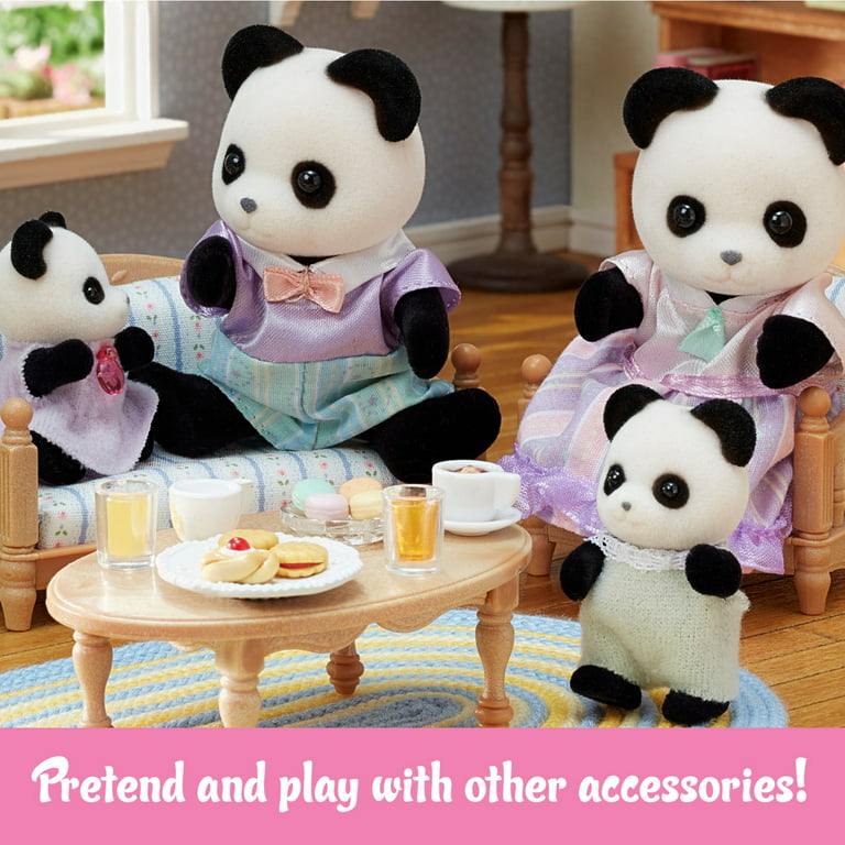 Calico Critters Pookie Family, Figures Set Doll 4 Panda Collectible of