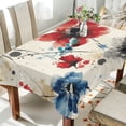 thumbnail image 5 of 60x60 Inch Tablecloth Polyester Square Tablecloth for Home Kitchen Dinner Decor Blue and Red Flowers, 5 of 9