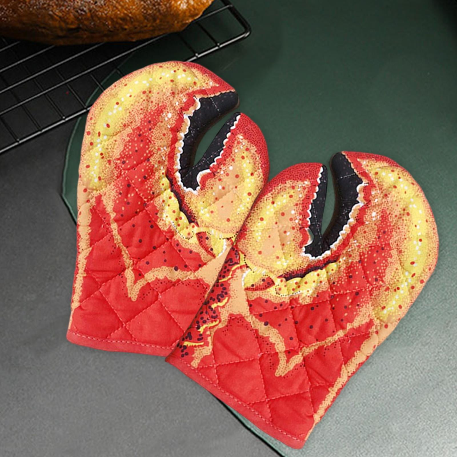 Fiocias 2 pairs Lobster Claw Oven Mitts Heat Resistant Kitchen Gloves for Oven Cooking