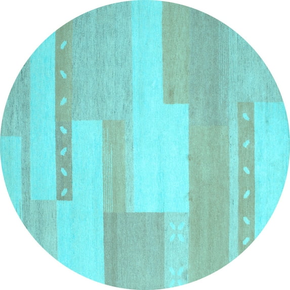 Ahgly Company Indoor Round Abstract Light Blue Contemporary Area Rugs, 8' Round