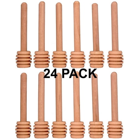 Creative Hobbies 24 Pack of Mini 3 Inch Wood Honey Dipper Sticks, Individually Wrapped, Server for Honey Jar Dispense Drizzle Honey, Wedding Party Favors