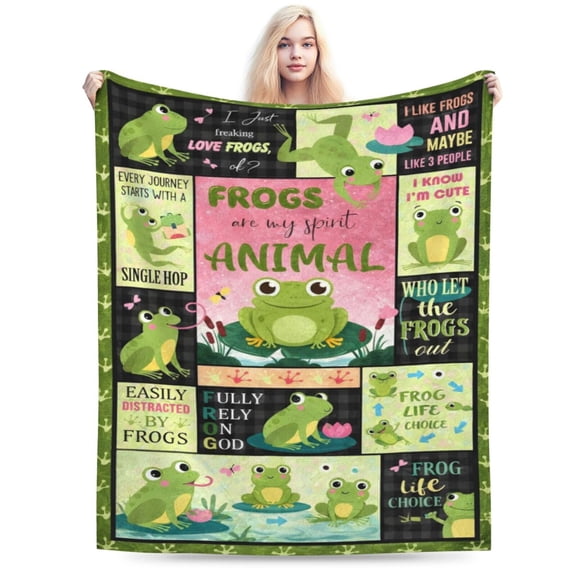 Frog Gifts for Women Men Throw Blanket, Frog Themed Gifts for Frogs Lover 50x40
