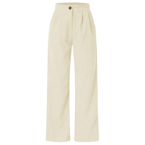 EDFBUYKRS Female Women Pants Casual Plus Size Wide Leg Pants Tall High Waist Cord Wide Leg Pants Straight Trousers Women Big Size Corduroy Pants M