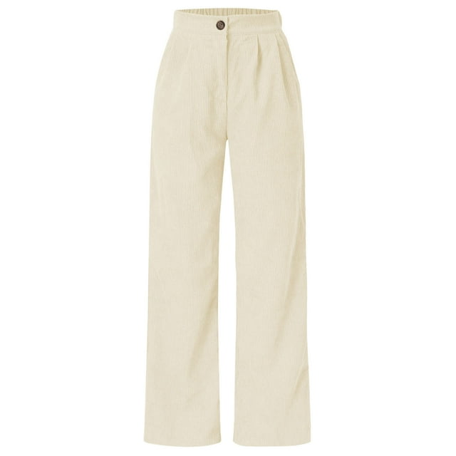 Pantalones anchos de pana de cintura alta para mujer - Pantalones rectos holgados con bolsillos - Tallas grandes S-3XL para actividades diarias/al aire libre
