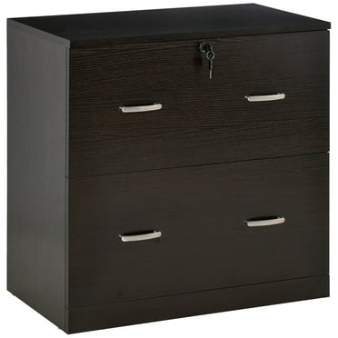 2-Drawer Locking File Cabinet with Hanging Bars for Home Office, Espresso