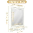 thumbnail image 4 of 16x12 Inch Wall Mount Beaded Wood Framed Mirror with Shelf and 6 Hooks, White Decorative Entryway Mirror with Storage for Laundry Room, Bathroom, Bedroom, 4 of 10