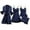 Navy, variant on Women's Silk Satin Sleepwear Set Includes Robe Nightgown Camisole Top Pants Four Piece Home Loungewear Bundle
