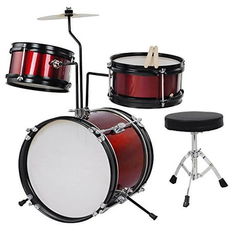 MegaBrand 3-Piece 8-Inch Kids Drum Set Kit w/ Cymbal Drum Throne (Best 4 Piece Drum Kit)