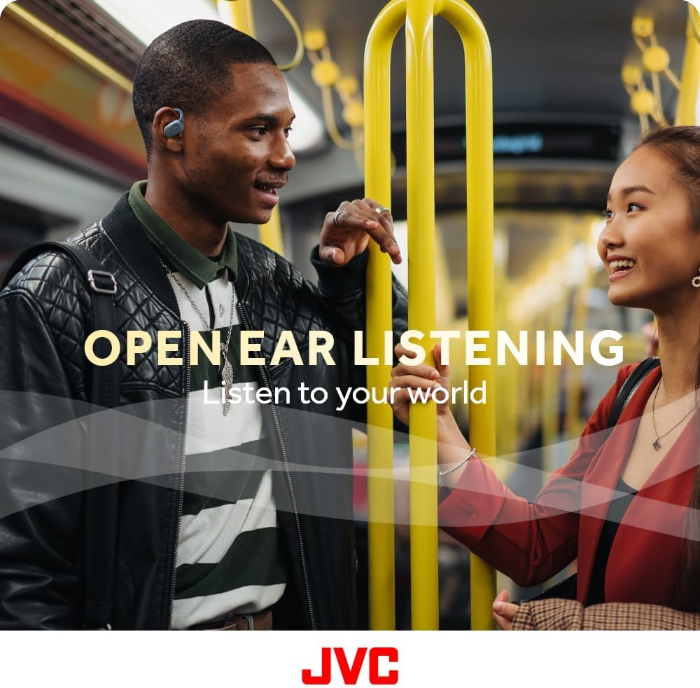 JVC nearphones Open Ear True Wireless Headphones with Pivot Motion Mechanism, 16mm Large Drivers Sound, Single Ear use, BT 5.4, Long Battery Life (up to 26 Hours) - HANP40TG (Green)