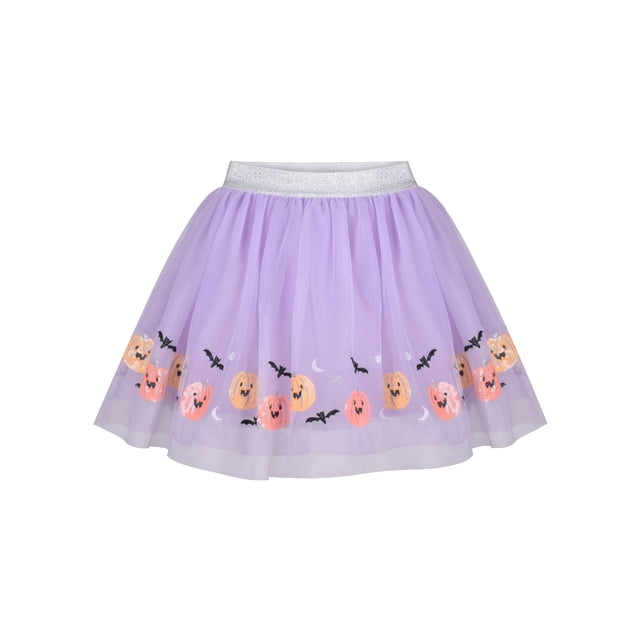 Vestido de Niña Halloween Bat Falda de Malla Tutú Bailarín Morado Lentejuelas Cara de Calabaza 4-5 Años