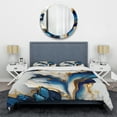 thumbnail image 3 of Designart "Abstract Shape in Golden and Blue Marble III" Animals Bedding Covert Set - Abstract Marble Blue Abstract Bed Set With 2 Shams, 3 of 6