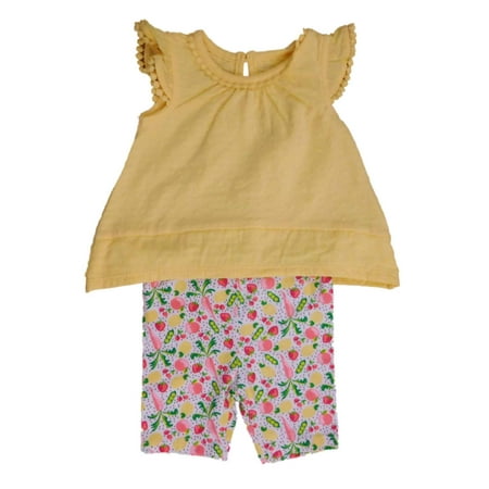 

Infant & Toddler Girls Yellow Shirt & Veggie Print Shorts Set Baby Outfit 3T