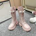 thumbnail image 5 of lnmuld Boots for Girls Stylish Girls High Top Ankle Winter Boots with Elegant Pearl Buckle Design for Youth Casual and Dress Occasions Size:10-10.5 Years, 5 of 9