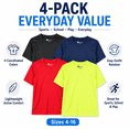 thumbnail image 3 of DARESAY Boys Active T-Shirts, 4-Pack Moisture-Wicking Short Sleeve Athletic Tees, Sizes 4-16, 3 of 8