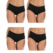SAYFUT Womens Comfort Soft Hipster Panties 4-Pack Cotton Brief Panties Plus Size XS-3XL,Black/Gray
