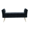 thumbnail image 7 of 52" End of Bed Bench, Polyester Fabric Entryway Bench with Cushion Arms and Gold Metal Legs, Mid-Century Modern Upholstered Ottoman Bench for Living Room Bedroom Entryway, Black, 7 of 7