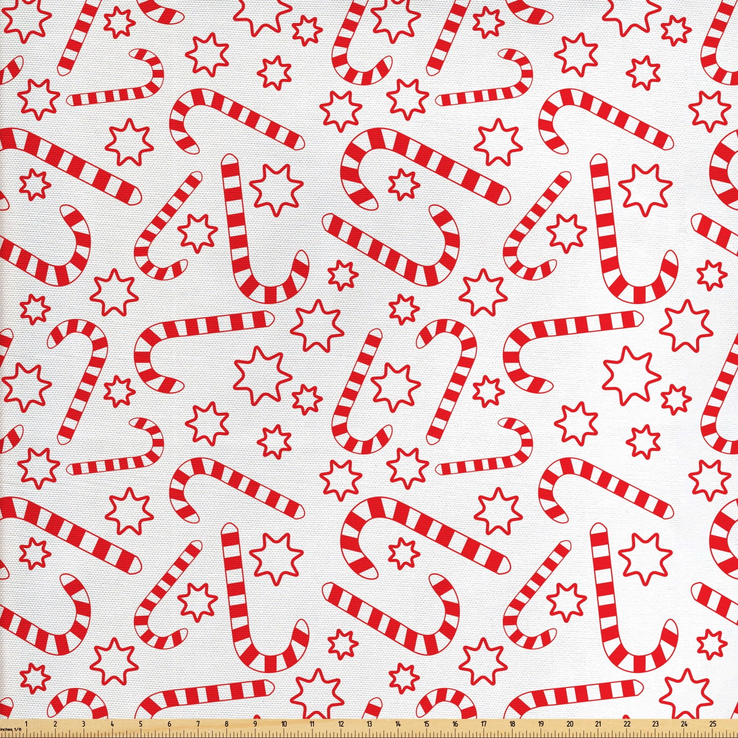 Candy Cane Fabric by The Yard, Illustration of Xmas Themed Traditional