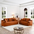 thumbnail image 4 of Boneless Sofa, 3-Seater Floor Couch with Cup Holders and Side Pockets, Corduroy Fabric No Assembly Sofa for Living Room or Dorm, 86.2 Inch, Orange, 4 of 11