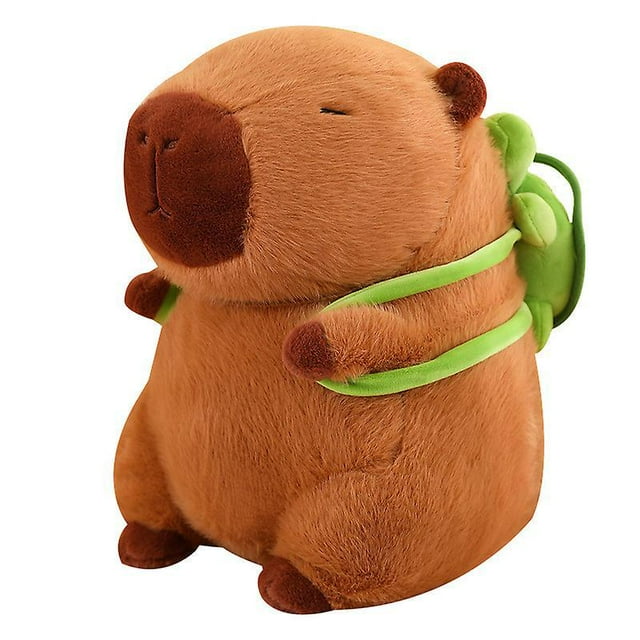 Peluche de capibara, juguetes de peluche de capibara de dibujos animados, muñeco de peluche de capibara con mochila de tortuga, lindo peluche de capibara