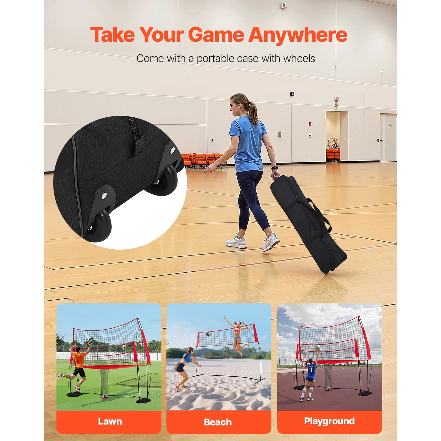 KFFKFF 2-in-1 Volleyball Training Net System with Adjustable Height, Portable Practice Equipment Featuring Ball Return for Indoor and Outdoor Use, Ideal for Serving and Spiking Accuracy Improvement
