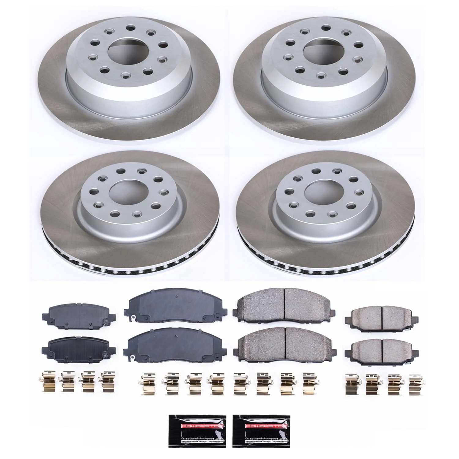 PowerStop Front and Rear Semi-Coated Rotor and Low-Dust Ceramic Brake Pad Kit SC7939