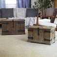 thumbnail image 5 of Household Essentials 2 Piece Decorative Trunks, Victorian Set, Small and Large, Chinese Fir Wood, Aged-Wood Finish with Metal Accents, Fully Opening Lid, Stout Design, Ring Handles, 5 of 6