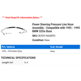 thumbnail image 2 of Power Steering Pressure Line Hose Assembly - Compatible with 1992 - 1995 BMW 325is Base 1993 1994, 2 of 2