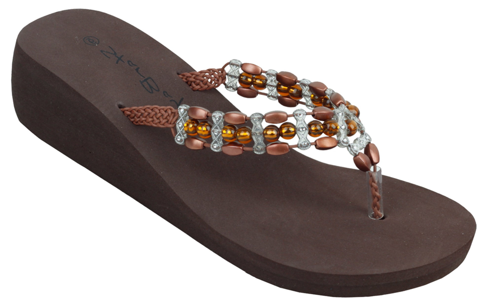 Womens Fashion Wedge Sandals Platform Thongs Flip Flops W/Stones