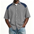 thumbnail image 2 of XuJwPNcy Mens Shirts Lightweight Color Block Button Down Shirts Casual Collared Tops Summer Classic Fit Fashion Clothes, 2 of 7