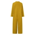 thumbnail image 2 of Aayomet Jumpsuits For Women Ladies Autumn Winter Solid Color Pockets Jumpsuit Shirt Long Trousers Jumpsuit,Yellow XL, 2 of 5