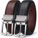thumbnail image 1 of Cinturón de piel para hombre, cinturón reversible para hombre, 31 mm, negro y marrón, 125 cm, 1 of 5