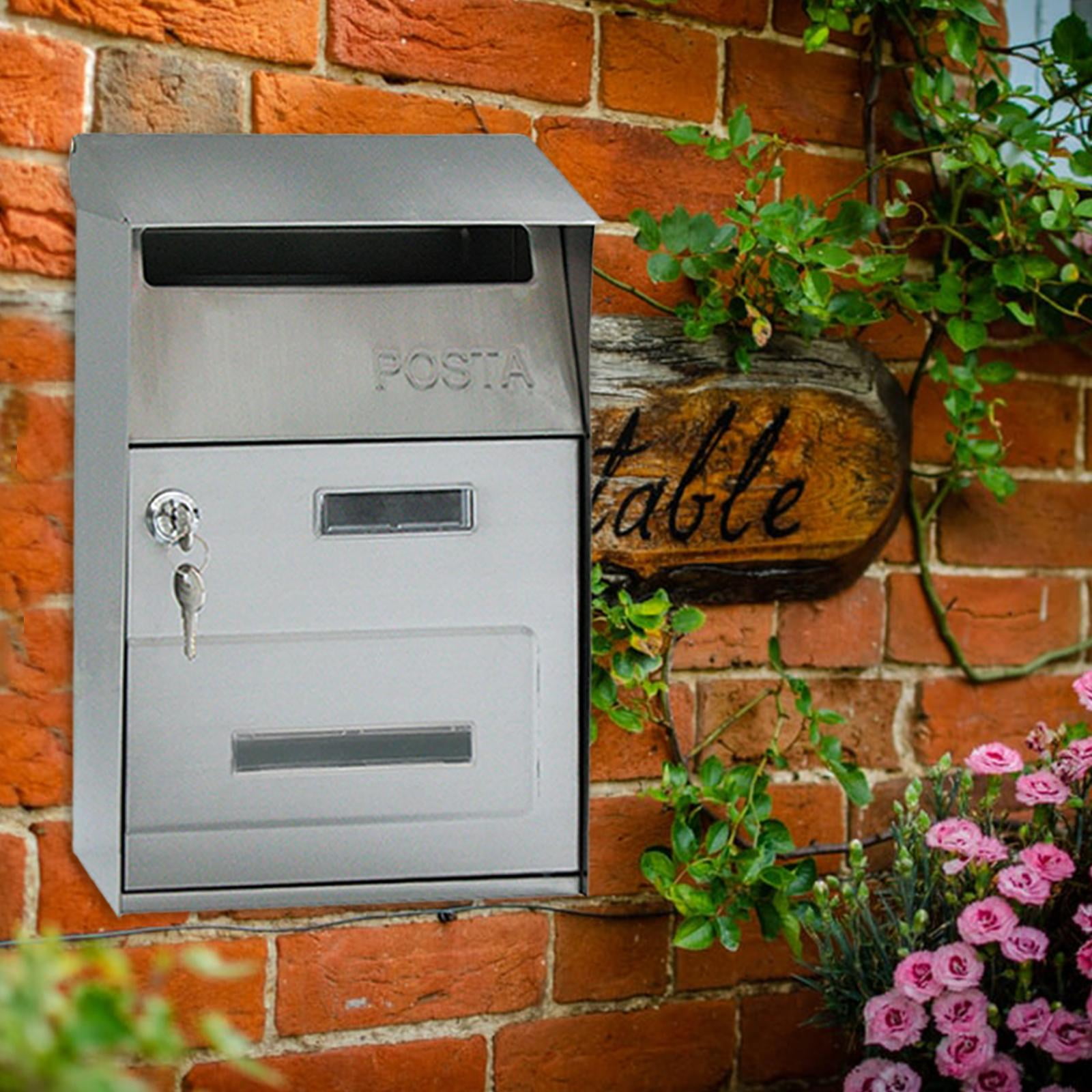 Outdoor Post Box Vintage Mail Box, Traditional Newspaper Letter Box Post Box with key of lock Wall Mounted Post Box to Keep Your and