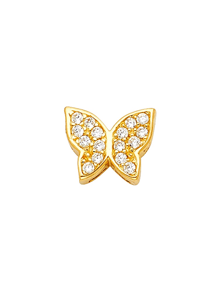 14k Yellow Gold CZ Butterfly Pendant Charm