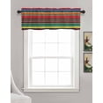 thumbnail image 3 of Boho Red Stripes Kitchen Valances for Windows Farmhouse Linen Window Valance Curtain for Living Room Window Treatment Colorful Mexico Blue Green Yellow Valance Rod Pocket Topper Drape, 60 x 18 Inch, 3 of 6