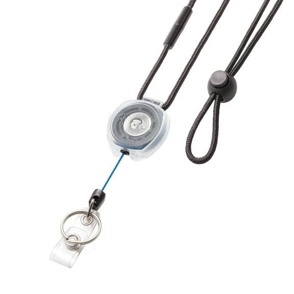 KEY-BAK Sidekick Retractable Lanyard Badge & ID Holder with Clear Case-Blue